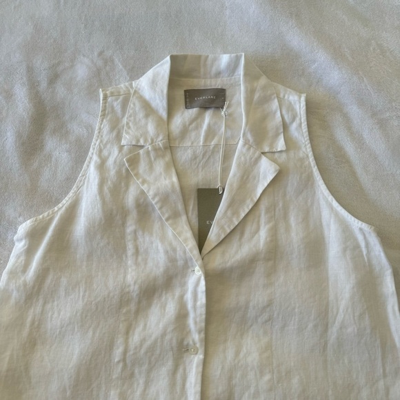 NWT Everlane The Sleeveless 100% Linen V Neck  Button Front Shirt Dress Size 4 - Picture 7 of 12